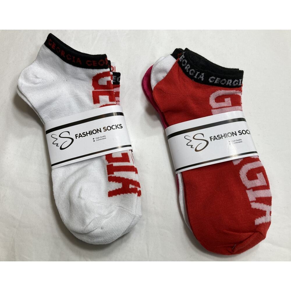New Georgia Bulldogs Socks 2-3Packs Ankle Socks, Women's 9-11, NCAA